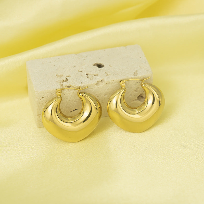 lunar gold earrings in gold finish; stylish lunar gold earrings for women