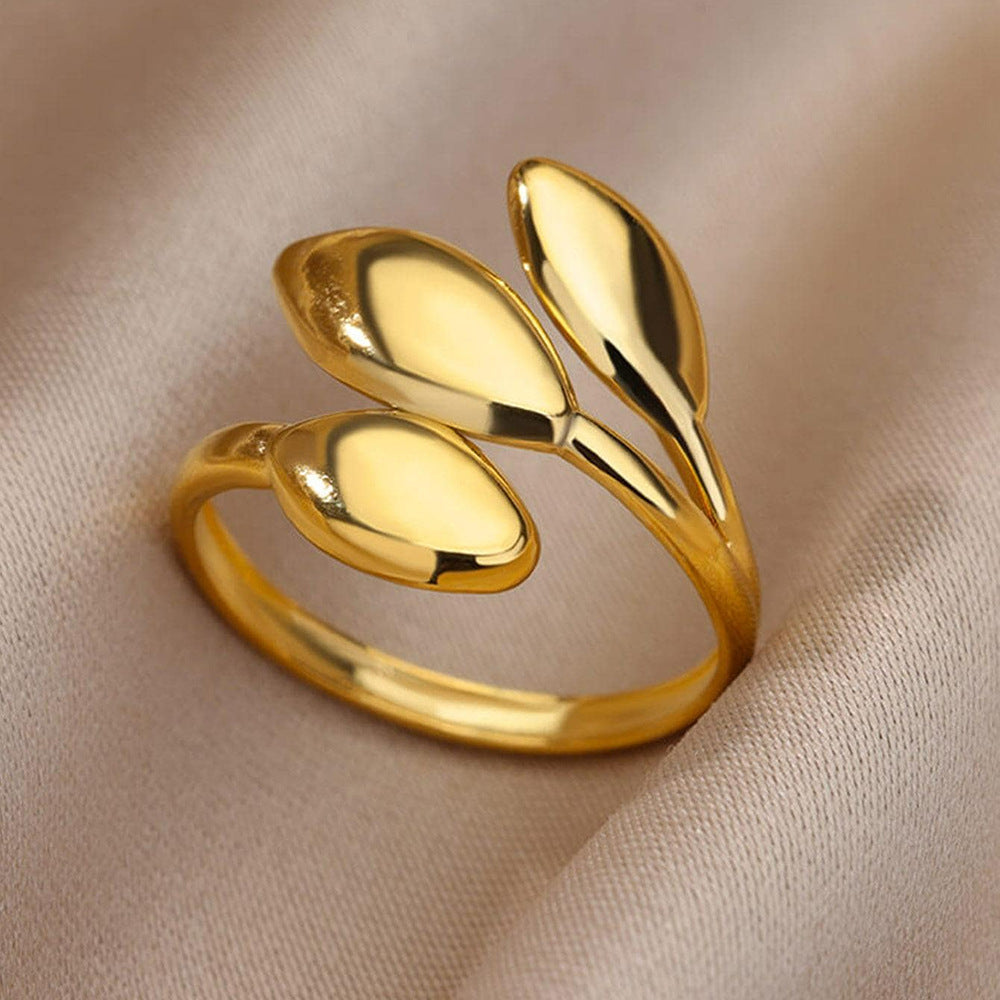 gold bud ring in gold finish; elegant gold bud ring for women