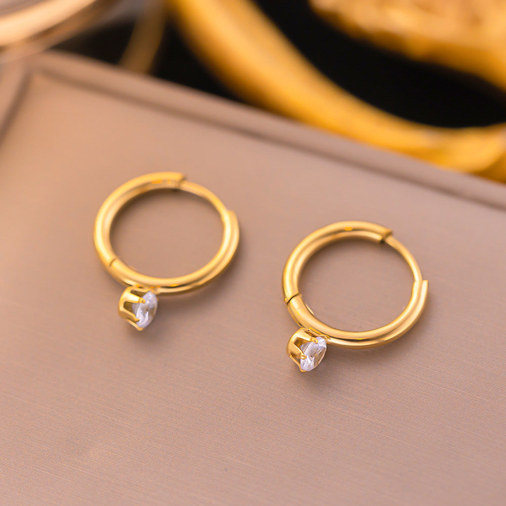 crystal charm earrings in gold finish; stylish crystal charm earrings for women