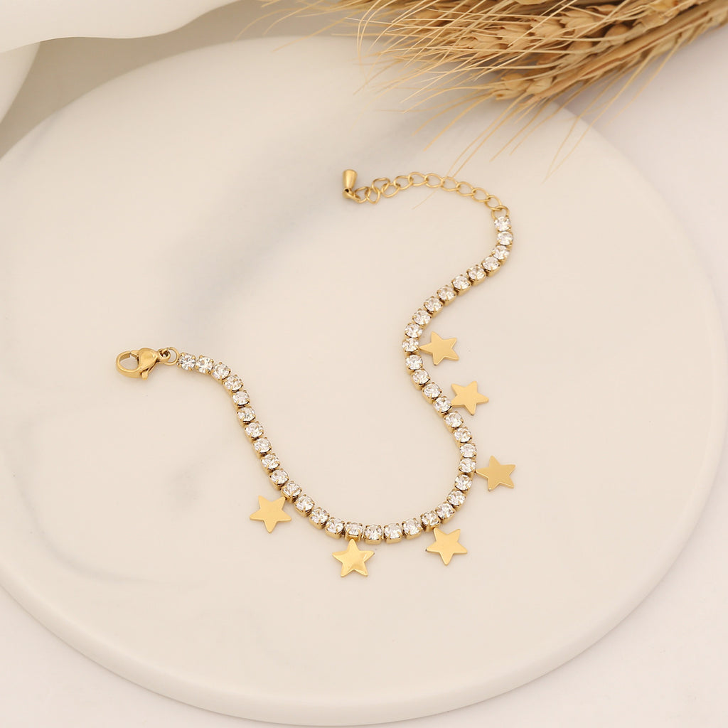 Close-up image of Crystal Stars Bracelet on a white background