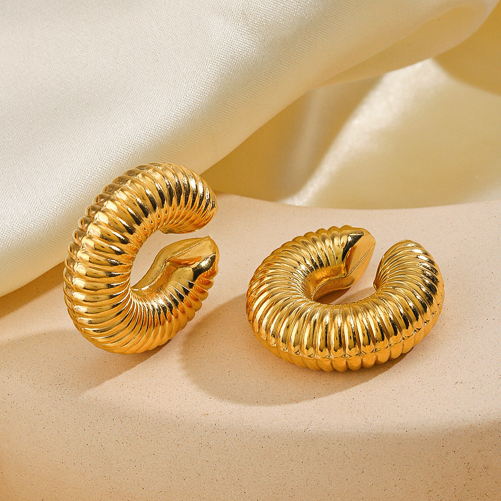 crown curl earrings in gold finish; stylish crown curl earrings for women