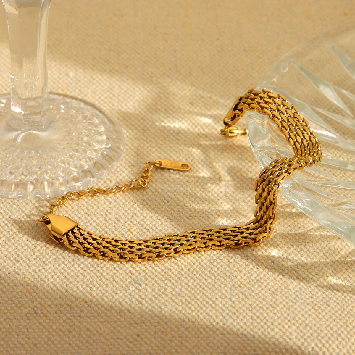 Close-up image of Mesh Glow Bracelet on a white background