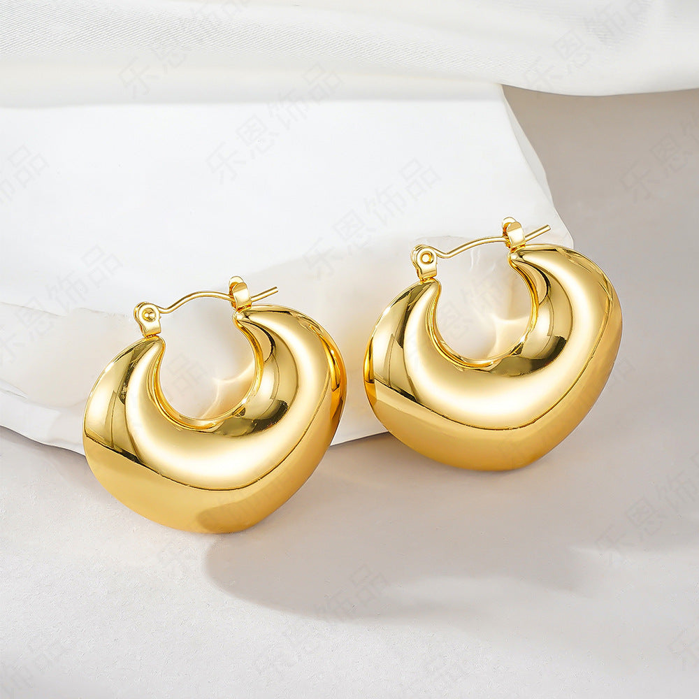 lunar gold earrings in gold finish; stylish lunar gold earrings for women