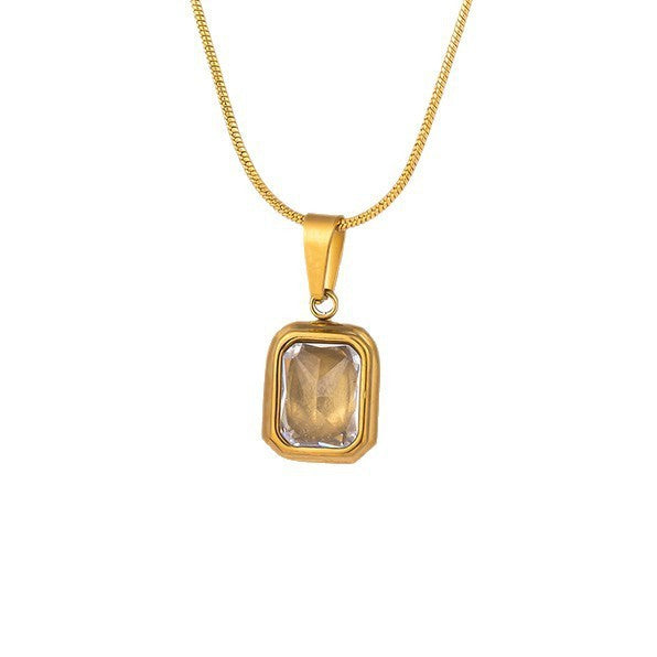 Elegant close-up of Crystal Glow Necklace displayed on a velvet stand