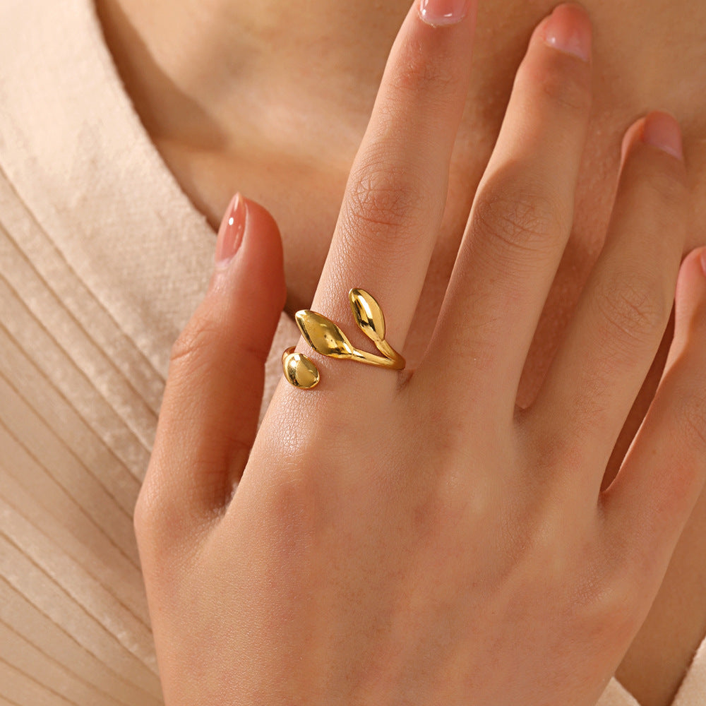 gold bud ring in gold finish; elegant gold bud ring for women