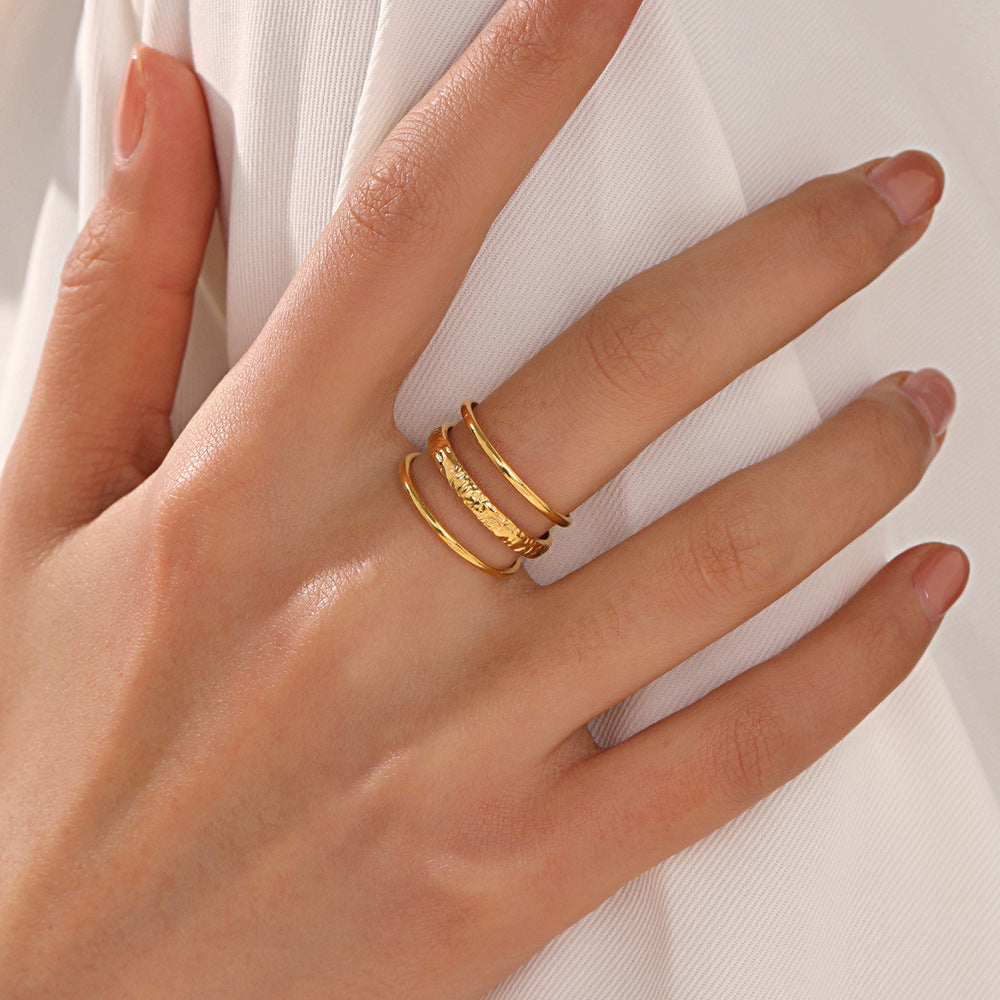 layered shine ring in gold finish; elegant layered shine ring for women