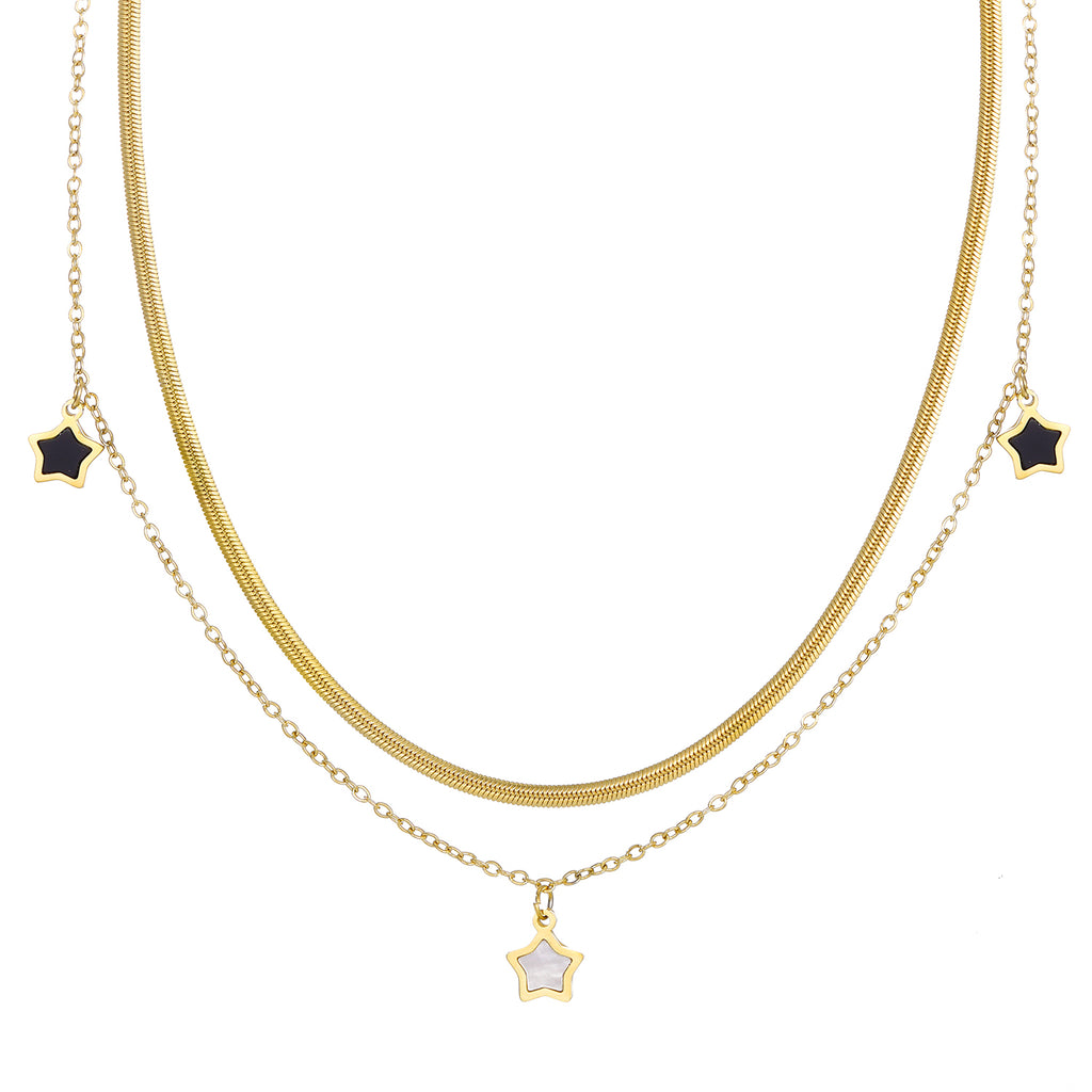 Elegant close-up of Stella Charm Necklace displayed on a velvet stand