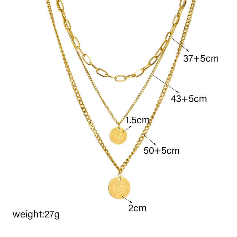 Elegant close-up of Aura Trio Necklace Set displayed on a velvet stand